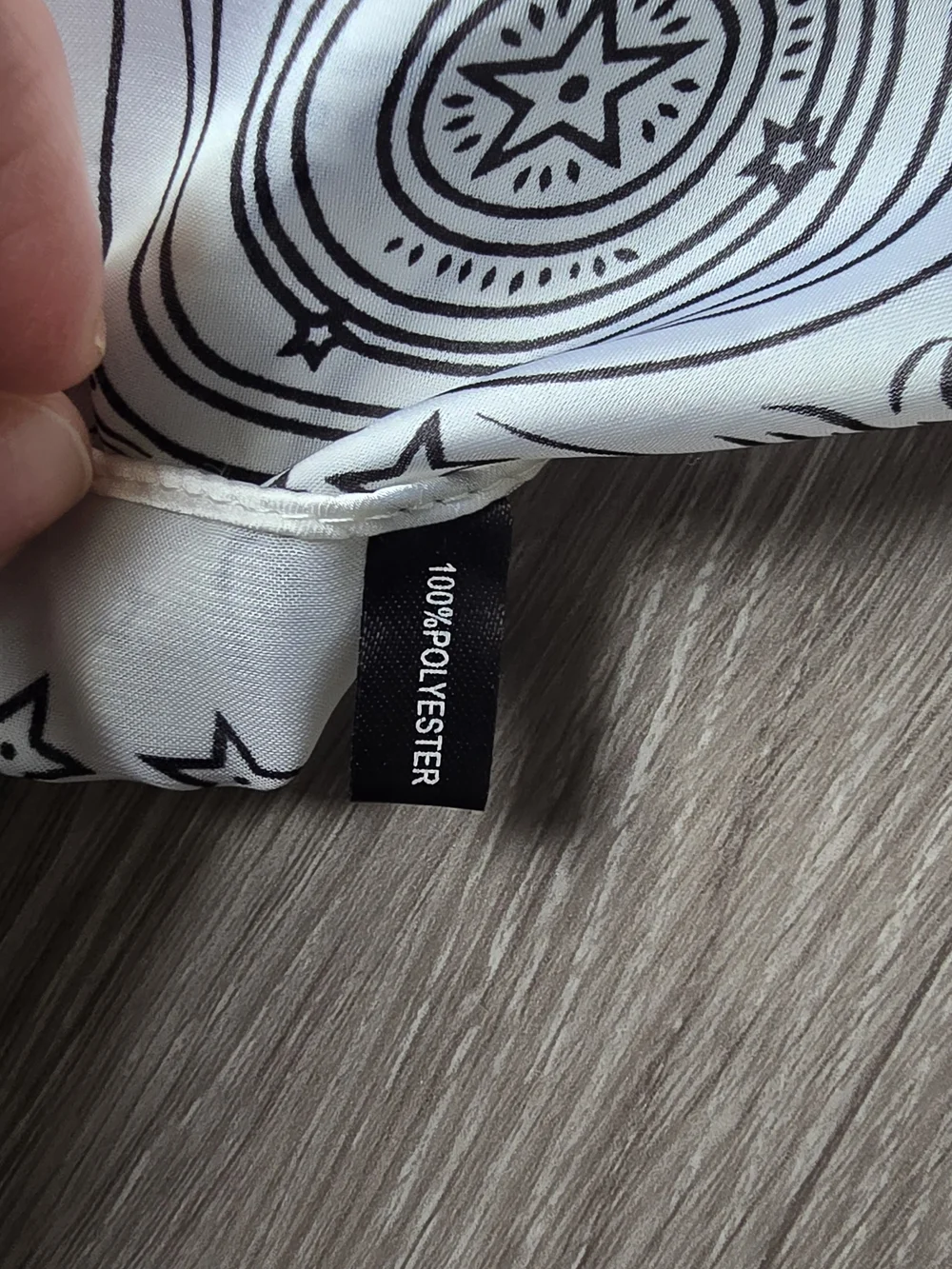 Whimsigoth Celestial Sun Moon Stars Bandana Scarf White Black Silky 27